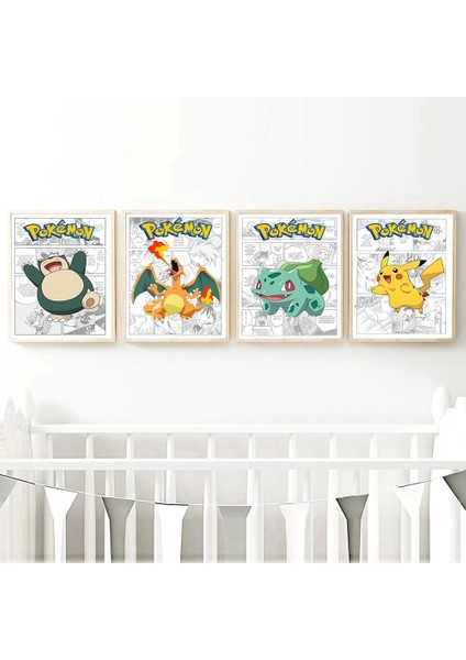 Pokemon Çevre Birimleri Posterler Pikachu Bulbasaur Charicanvas Canvas Tuval Boyama Anime Duvar Sanatı Baskılar Çocuk Odası Dekor Hediyeler Oyuncak (Yurt Dışından) fırsatları