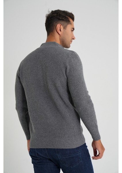 Trıst Star Erkek Kısa Fermuarlı Dik Yaka Selanik Örgü Yün Kazak TRIST-5358 modelleri