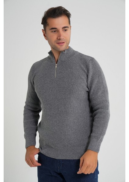 Trıst Star Erkek Kısa Fermuarlı Dik Yaka Selanik Örgü Yün Kazak TRIST-5358 fırsatları