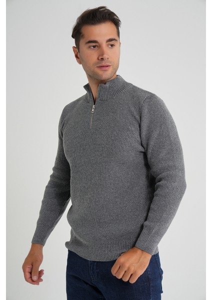 Trıst Star Erkek Kısa Fermuarlı Dik Yaka Selanik Örgü Yün Kazak TRIST-5358 indirimleri