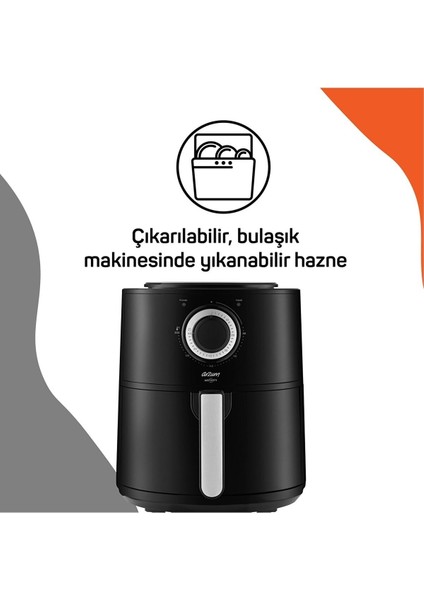 4l Sıcak Hava Fritözü, Şık Gümüş Renk, Garantili, Sağlıklı ve Leziz Yemekler Için indirimleri
