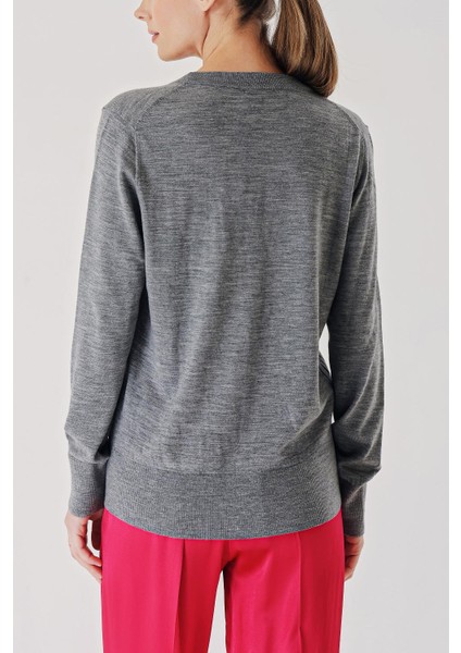 Gri V Yaka Yünlü Uzun Triko Hırka 28867 fırsatları