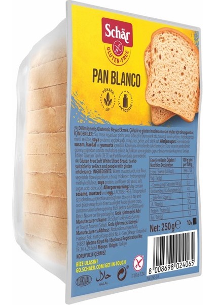 Pan Blanco 250G Glutensiz Dilimli Ekmek fiyatları