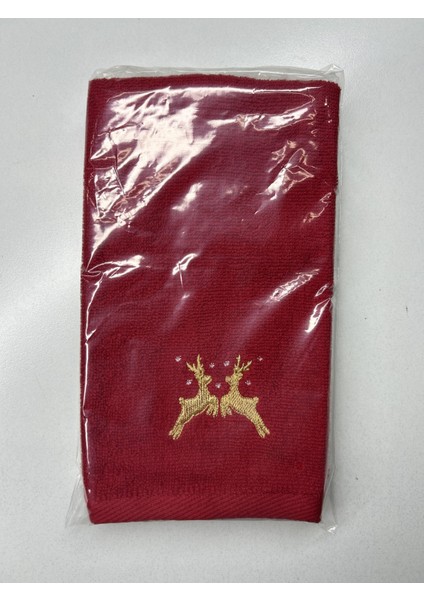 Christmas Geyik Nakışlı Yeni Yıl 2'li Hediyelik Havlu Set – 30x50cm