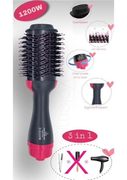 1200W Profesyonel Saç Kurutma ve Düzleştirici Taraklı Fön Makinesi