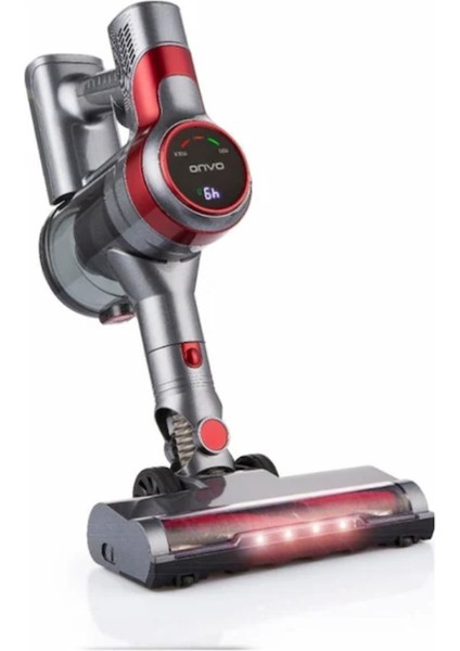 Kırmızı Dikey Kablosuz Elektrikli Süpürge, Hafif ve Güçlü Temizlik Aracı