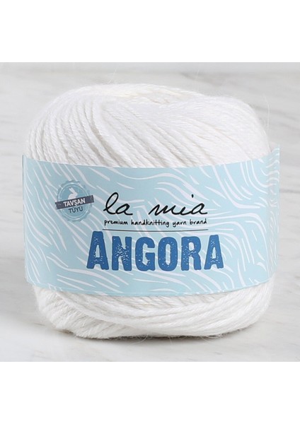 La Mia Angora 50GR Beyaz El Örgü Ipi - L001 - 33804