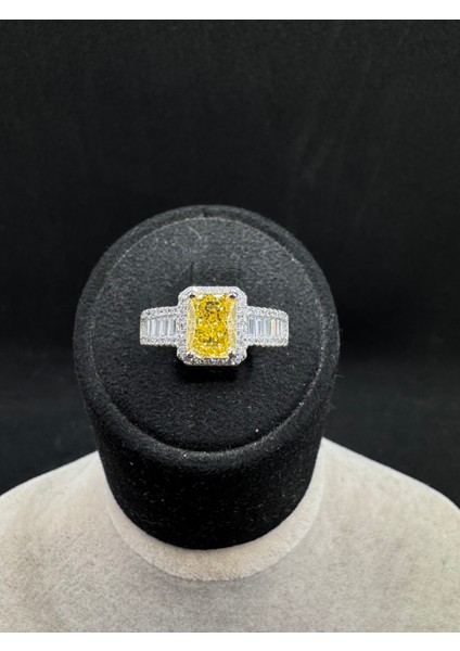 Ithal Sitrin Taşlı Baget Kadın Gümüş Yüzük