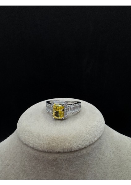 Ithal Sitrin Taşlı Baget Kadın Gümüş Yüzük modelleri