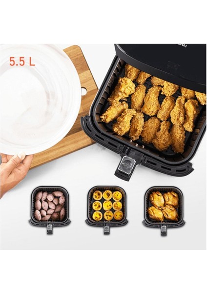 Yüksek Kapasiteli 5.5l Hava Fritözü, Sağlıklı ve Pratik Pişirme Cihazı