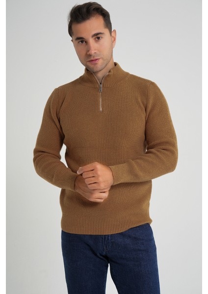 Trıst Star Erkek Kısa Fermuarlı Dik Yaka Selanik Örgü Yün Kazak TRIST-5358 fiyatları