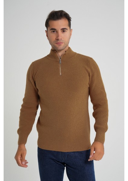 Trıst Star Erkek Kısa Fermuarlı Dik Yaka Selanik Örgü Yün Kazak TRIST-5358 indirimleri