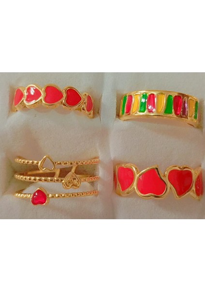 Yüzük Seti Kırmızı 4’lü