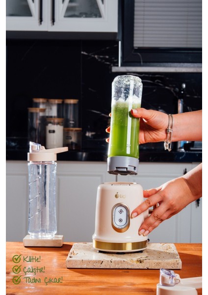 Çift Şişeli Çok Fonksiyonlu Smoothie Blender Bej Renkli fiyatları