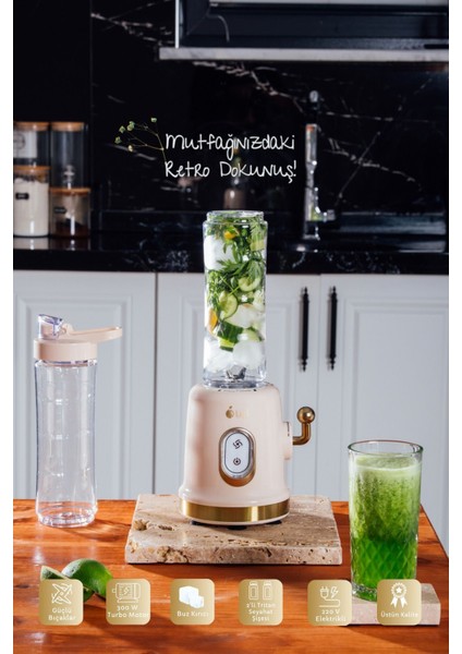 Çift Şişeli Çok Fonksiyonlu Smoothie Blender Bej Renkli modelleri