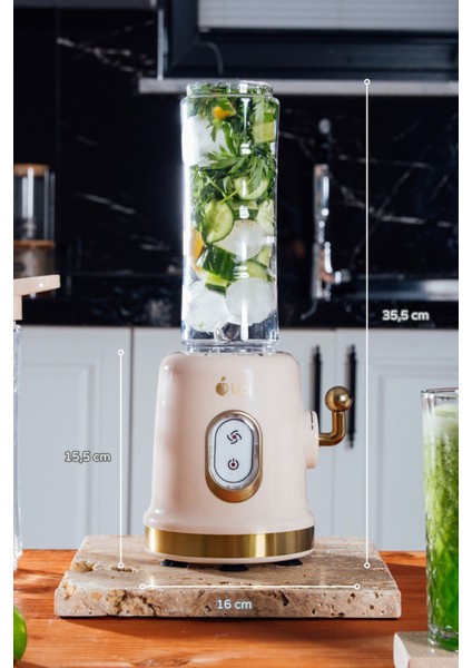 Çift Şişeli Çok Fonksiyonlu Smoothie Blender Bej Renkli
