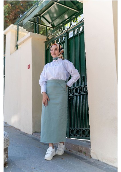 Kumaş Kalem Etek Mint Yeşili indirimleri