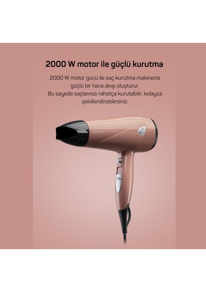 2000W Renkli Saç Kurutma Makinesi, Şık Tasarım, Güçlü Performans, Kolay Kullanım indirimleri