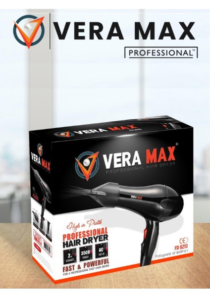 Yüksek Güçlü Profesyonel Saç Kurutma ve Düzleştirme Makinesi, Siyah, 2500W, 2 Yıl Garanti