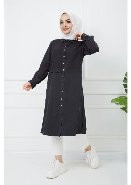 Baskı Detaylı Tunik Antrasit