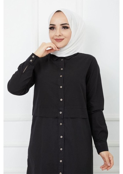 Baskı Detaylı Tunik Siyah