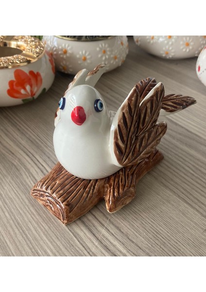 Seramik Kuş Biblo | El Yapımı Dekoratif Kuş Figürü | Renkli Ev ve Ofis Süs Eşyası