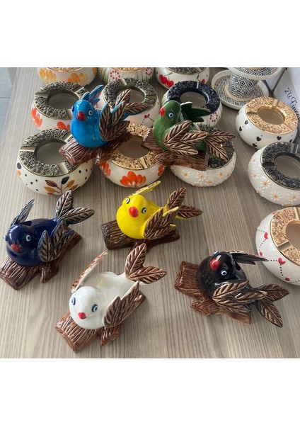 Seramik Kuş Biblo | El Yapımı Dekoratif Kuş Figürü | Renkli Ev ve Ofis Süs Eşyası