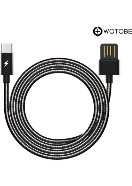 USB Type-C Çelik Spiralli Şarj Data Kablosu fiyatları