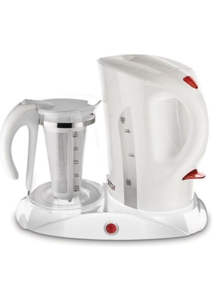 Beyaz Cam Demlikli Çay Makinesi, Şık ve Pratik Kullanım