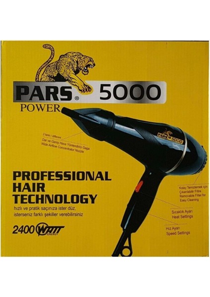 Hızlı ve Güçlü 2400W Saç Kurutma Makinesi, Şık Siyah Tasarım