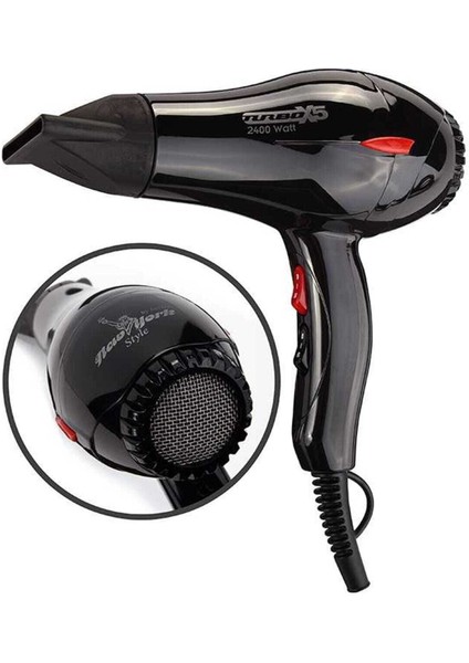 Şık Siyah Profesyonel 2400W Turbo Fön Makinesi