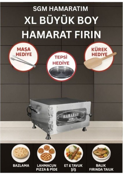 Büyük Boy Pratik Fırın 2000W Metalik Çok Amaçlı Pişirme Cihazı