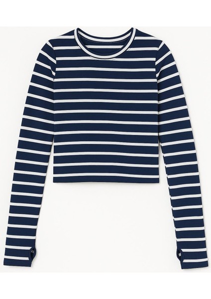 Parmak Geçmeli Çizgili Ribana Bluz fırsatları
