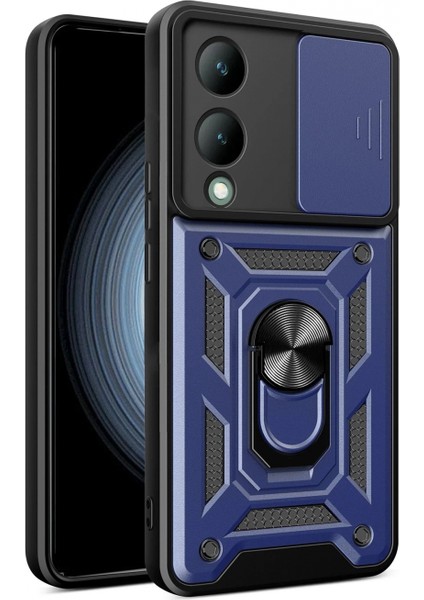 Vivo Y17S Kılıf Pars Lens Yüzüklü Silikon - Lacivert