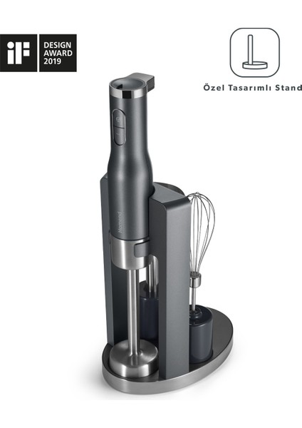 Çok Fonksiyonlu 4'ü 1 Arada Standlı Güçlü Çubuk Blender Seti, Siyah Renk