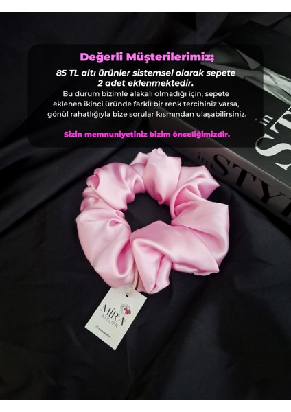 Çocuk Saten Toka - Şeker Pembesi – Tekli Lüks Lastik Model Scrunchie