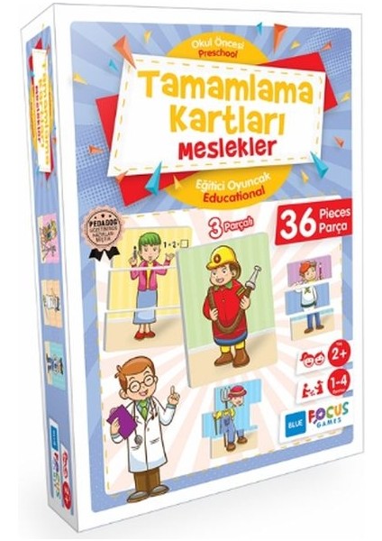 Blue Focus Tamamlama Kartları Meslekler - Eğitici Oyunlar 36 Parça