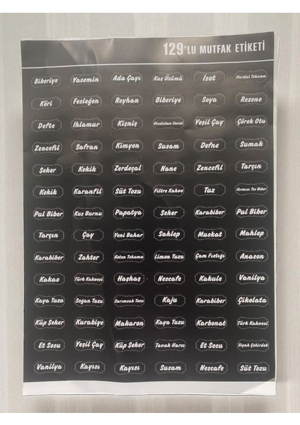 Mutfak Etiketi 129 Lu Siyah