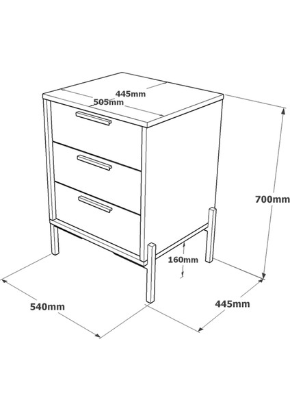 Darian C 3 çekmece Ofis Keson Etajer Metal Ayaklı Kahve-Beton-Antrasit Gri DR3-CGA indirimleri