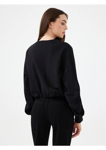 Long Crop Siyah Kadın Sweatshirt LF2040690 modelleri