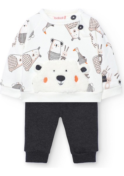 Erkek Bebek Hayvanlar Baskılı Takım