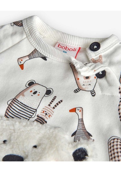 Erkek Bebek Hayvanlar Baskılı Takım
