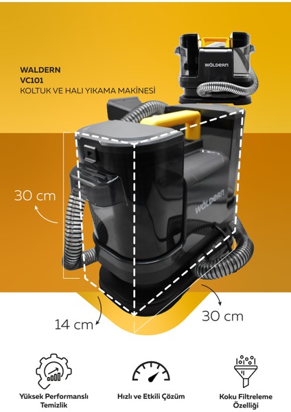 Gri VC101 Çok Amaçlı Halı ve Koltuk Temizlik Makinesi 500W fırsatları