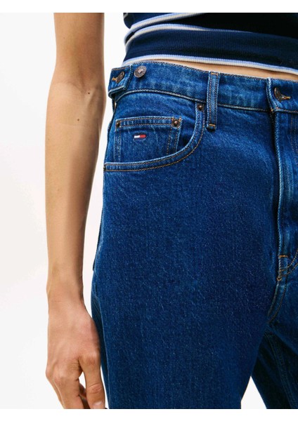 Mom Ultra Yüksek Bel Bileğe Doğru Daralan Kadın Mavi Jeans DW0DW219541BK fırsatları