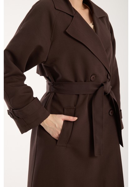 Acı Kahve Oversize Astarlı Trençkot