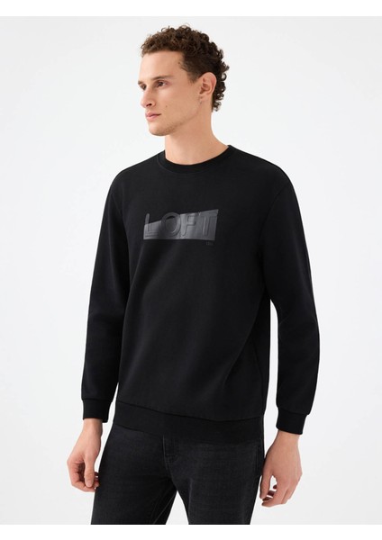 Regular Fit Siyah Erkek Sweatshirt LF2041074