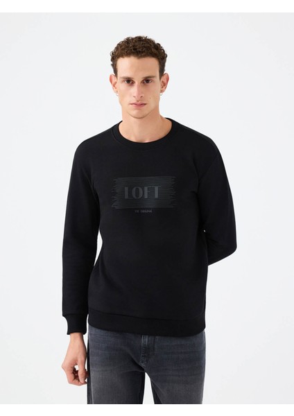 Regular Fit Siyah Erkek Sweatshirt LF2041079