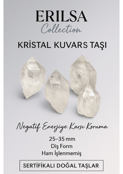 Sertifikalı Ham İşlenmemiş Doğal Kristal Kuvars Taşı Kütle Parça 25-30 mm – Saf Enerji Taşı