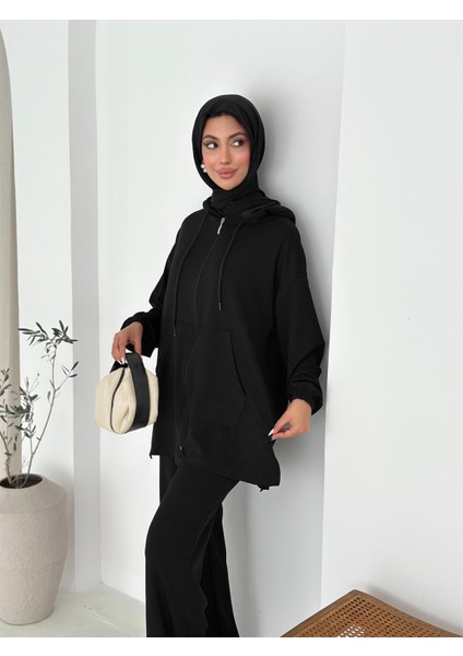 Kapşonlu Cepli Uzun Modal Kumaş Ikili Takım fırsatları