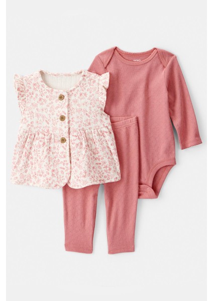 Kız Bebek Pembe Yelekli Set